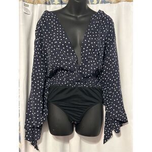 Beautiful Capulet Daria navy blue bodysuit size medium RETAILS $134.00 Great Con